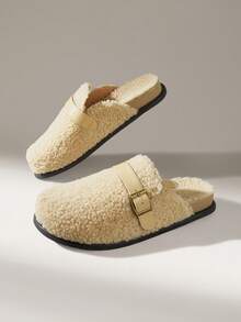 Solecia Women's Fashion Foot Cover Closed Toe Flats, Mao Mao Keeps Warm At Home - Khaki - View 5