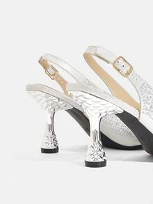 CUCCOO TILAWA Bow Rhinestone Elegant Sexy Pointed Women's High Heels - Exquisite And Stylish Design, With Lace-Up Buckle Design Stiletto Women Fall Shoes - Silver - View 8