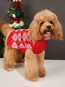 PETSIN Mas Tree Snowflake Fair Isle Dog Knit Vest, Sleeveless Holiday Pet Tank, Winter Warm Puppy Sweater - Multicolor - View 12