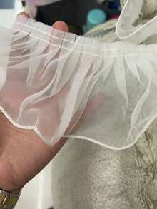 1件 10cm/3.94in 壓褶抓皺歐根紗蕾絲飾邊，適用衣物下擺、服飾裝飾、手工縫製 - 白色 - 查看 10