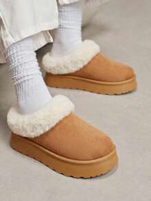 Solecia Winter Ladies Are Fashionable And Comfortable, Piled And Thickened Warm Snow Boots, New Plush Flanged And Piled Warm Slip-On Slouchy Ankle Boots. Outdo - Rust Brown - View 3