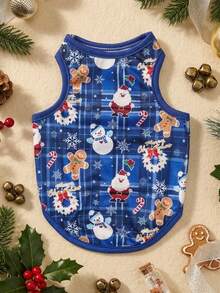 PETSIN 1pc Pet Christmas Santa Snowflake Blue Vest - Multicolor - View 1