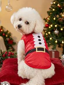 PETSIN 1pc Christmas Pet Vest With Red Ribbon Waistband - Multicolor - View 6