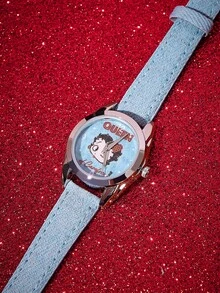 Betty Boop x SHEIN Retro Blue Strap Watch With Heart Pattern - Light blue - View 2