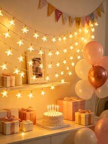 Teckwe Home Decorative Star LED String Light, Battery Powered, Indoor Room Wall Decoration LED Star Fairy String Light, Christmas Decoration Star Light String,Christmas Tree Decor Lights,Outdoor Garden Decoration Lights String,Camping Tent Decor Lights - White - Star - View 9