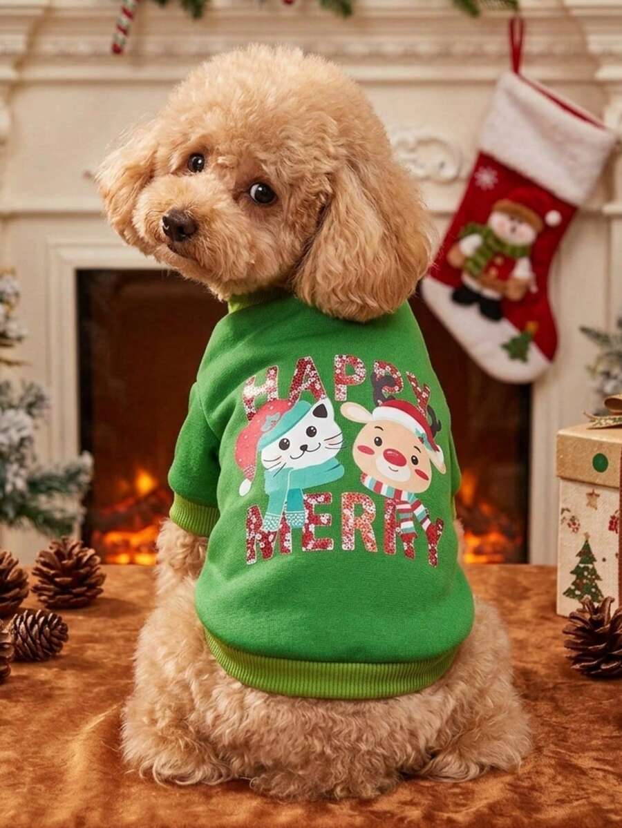 PETSIN 1 Pc Pet Christmas Reindeer Sweatshirt For Cats & Dogs - Multicolor - View 1