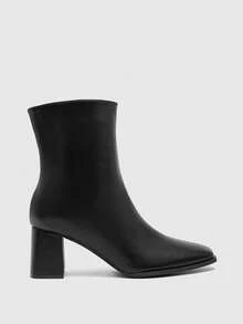 CUCCOO BIZCHIC Women's Thick-Heeled Mid-Boots, Suitable For Daily And Festive Occasions In Autumn And Winter Fall Boots - Bright black - View 2