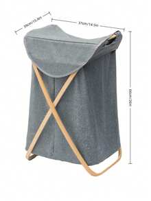 1PC Large Capacity Natural Bamboo Laundry Basket Dirty Clothes Hamper Storage Organizer With Handles Foldable Lightweight Durable For Bathroom Toilet Laundry Room Bedroom Living Room Home Decor Gift - Grey - View 7