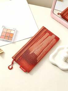 Haus Hana Multifunctional Transparent Mesh Storage Bag, Portable Handheld Cosmetic Makeup Pouch, Divider Pouch For Documents Digital Accessories - Multicolor - View 11