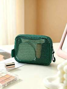 Haus Hana Multifunctional Transparent Mesh Storage Bag, Portable Handheld Cosmetic Makeup Pouch, Divider Pouch For Documents Digital Accessories - Multicolor - View 19