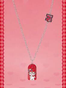 HELLO KITTY AND FRIENDS | SHEIN New Creative Cartoon Pattern Printed Pendant Necklace, Lovely Personality, Simple And Generous, Suitable For All Kinds Of Parties, Concerts, Festivals - Platinum - View 3
