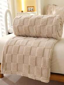 Cirelle Selimut Lembut Ultra Warna Kopi Motif Kotak-kotak - Selimut Flanel Bertekstur Kotak-kotak Mewah, Selimut Kotak-kotak Nyaman untuk Sofa & Tempat Tidur - cokelat - View 4