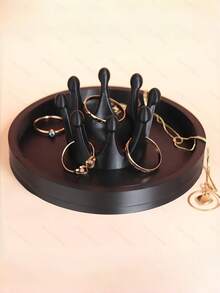 1PC Standard Size Resin Lightweight Non Slip Scratch Resistant Waterproof Rustproof Easy Clean Black Crown Shaped Jewelry Tray Organizer Storage Display Holder For Rings Earrings Necklace Bracelet Watches Home Bedroom Vanity Dresser Desk - Multicolor - View 5