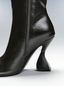 SHEIN SHUZIA Women's Pointed Toe Autumn/Winter Style Irregular Heel Simple And Versatile For Commute And Parties, High-End - Black - View 8