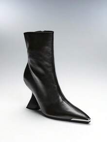 SHEIN SHUZIA Women's Pointed Toe Autumn/Winter Style Irregular Heel Simple And Versatile For Commute And Parties, High-End - Black - View 6