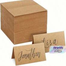 25pcs Kraft Paper Place Cards, Table Setting Cards For Weddings, Confirmations, Graduations, Birthdays, Table Numbers, Accessories, Wedding & Birthday Party Decor, Blank Name Cards - Mocha Brown - View 1