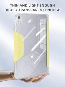 1 buah Casing Pelindung Tablet Lipat Berbentuk Y Akrilik, Kuning Lemon, Penutup Magnetik, Penyangga Multi-Sudut, Slot Pena, Cangkang Belakang Akrilik Transparan Tinggi Anti-Tekuk Anti-Gores, Mode Tidur/Bangun, Casing Pelindung Tablet Kasual/Minimalis/Kuning - Kuning - View 4