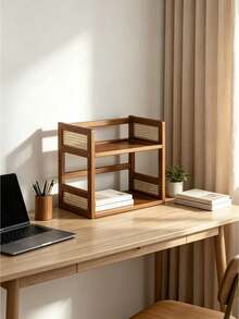1PC Standard Size Multi Tier Sturdy Space Saving Easy Assembly Desktop Bookshelf Storage Rack Organizer For Office Home Study Desk Versatile Display Shelf For Books Magazines Files Notebooks Essential - Multicolor - View 5