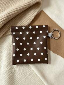 Haus Hana Spring‑Steel Opening Polka‑Dot PU Pouch, Portable Lipstick Coin Purse With Hanging Loop For Cards & ID Storage - Multicolor - View 11