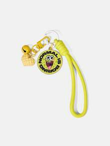 SpongeBob SquarePants | SHEIN 1Pc SpongeBob Yellow Love Bell Lanyard Keychain Headphone Pendant Bag Pendant - Multicolor - View 4