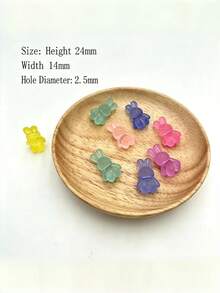 Matte Bunny Shaped Acrylic Spacer Beads With Horizontal Holes, DIY Craft Supplies For Bracelet, Necklace & Keychain Making - Multicolor - View 5