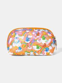 SHEIN X Care Bears 1 Cartoon Pattern Cosmetic Bag, Portable Zipper Cosmetic Storage Bag, Multi-Functional Finishing Bag, Lightweight Travel Bag - Multicolor - Orange Pink - View 1