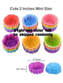 Cetakan Kue Cupcake Silikon yang Dapat Digunakan Kembali, Cetakan Kue Silikon 2 Inci, Alas Muffin Cupcake Anti Lengket dan Dapat Digunakan Kembali untuk Pesta Natal (Aneka Warna, 6 Gaya) - MultiWarna - View 2