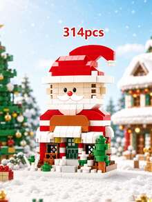 Cute Christmas Mini House Building Bricks Kit, 9 Different Xmas Themed Models With Santa, Snowman, Reindeer, Gingerbread House, DIY Desktop Ornament, Christmas Holiday Present - Multicolor - View 23