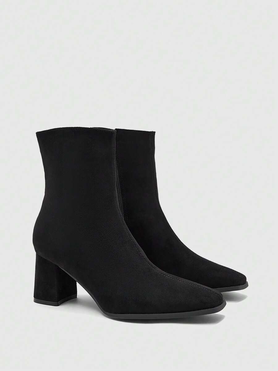 CUCCOO BIZCHIC Women's Thick-Heeled Mid-Boots, Suitable For Daily And Festive Occasions In Autumn And Winter Fall Boots - Dark black - View 1