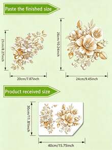 1 Set Gold Floral Toilet Stickers With Pearl & Rhinestone, Self-Adhesive Vinyl Decals, Elegant Flower Design For Toilet Tank, Lid & Body, Bathroom Decor, Easy To Apply - Gold - View 7