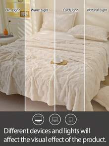 Cirelle Ultra Soft Cream Checkerboard Throw Blanket - Plush Grid Textured Flannel Blanket, Cozy Ivory Checkered Blanket For Couch, Sofa & Bed - Beige - View 8