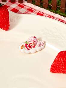 Strawberry Shortcake X SHEIN A New Creative Cartoon Pattern Printing Brooch, IP Joint Design, Lovely Personality, Simple And Generous, Can Also Be Used As Accessories, Suitable Fo - Gold - View 4