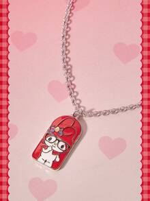 HELLO KITTY AND FRIENDS | SHEIN New Creative Cartoon Pattern Printed Pendant Necklace, Lovely Personality, Simple And Generous, Suitable For All Kinds Of Parties, Concerts, Festivals - Platinum - View 2