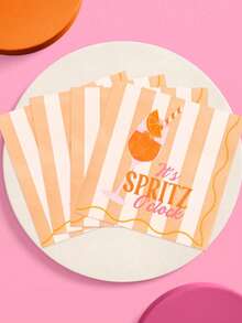 20 40 60Pcs Italian Summer Retro Aperol Spritz Cocktail Disposable Napkins 2 Ply Orange White Striped Beverage Napkins For Bridal Showers Pool Parties Summer BBQ - default - View 7