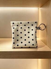 Haus Hana Spring‑Steel Opening Polka‑Dot PU Pouch, Portable Lipstick Coin Purse With Hanging Loop For Cards & ID Storage - Multicolor - View 8