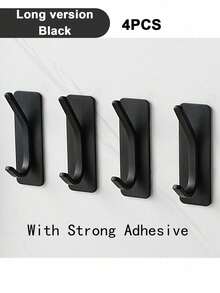 4 Sticky Hook, Towel Hook/Coat Hook, Stainless Steel Brushed Wall Hook. Suitable For Bedrooms, Apartments, College Dorms, Cabinets, Refrigerators, Storage Racks And Most Room Decor. - Multicolor - View 12