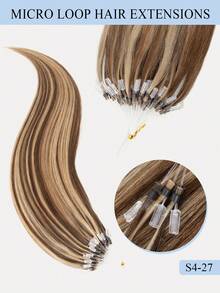 12-22Inch Micro Loop Hair Extensions Human Hair,Color S4-27,Chocolate Brown To Caramel Blonde,Microlink Human Hair, Microwaveable,Pre-Looped,Seamless Micro Loop Extensions, Straight,Invisible Bead,Fit For All Hair Types&Ethnicities,Natural Appearance - S4-27 - View 5