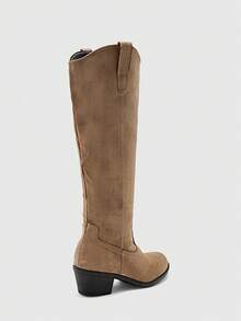 CUCCOO BIZCHIC Autumn And Winter Suede V-Cut Western Cowboy Boots Thick Heel Retro Knight Boots Long Boots - Camel - View 3
