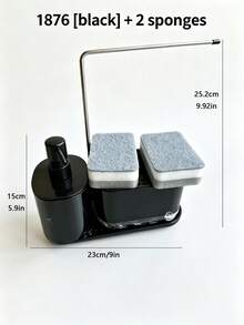 Kitchen Soap Dispenser Set, Squeeze Bottles For Detergent/Washing Liquid, Trays, Sponge Racks, Dish Racks, Soap Basins, Rags, Suitable For Storage On Sink Countertops, Practical Kitchen Accessories - Multicolor - View 10