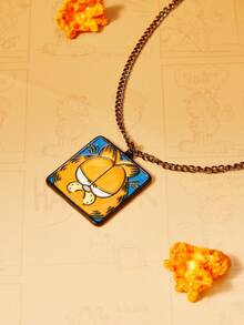 GARFIELD | SHEIN New Creative Cartoon Pattern Printed Pendant Necklace, IP Joint Design, Lovely Personality, Simple And Generous, Suitable For All Kinds Of Parties, Co - Black - View 2