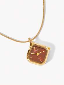 Opalesca Classic Minimalist Style Rhombus Watch With A Delicate Gold Chain, Fashionable And Versatile. It Is Suitable For Daily, Stacking, Birthday Gifts. - Red - View 1