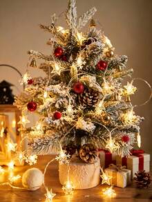 Teckwe 1pc1.5/3/6/10m Christmas Decoration Snowflake Star String Light, Battery Powered, LED Star Fairy String Light For Christmas Indoor Room Wall Decoration, Christmas Party Christmas Tree Decoration Snowflake String Light, Winter Home Decoration Light - Transparent - Snowflake + Star - View 9