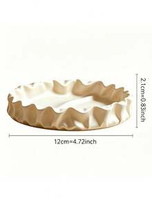 1PC Standard Size Soft Delicate Non Damaging Lightweight Durable Creamy White Ruffled Textured Jewelry Tray Trinket Dish Storage Display Organizer For Rings Necklace Earrings Vanity Dresser Bedroom Bathroom Home Office Countertop Decor Gift - Multicolor - View 3