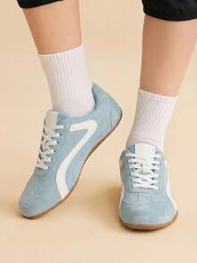 CUCCOO EASI Women's Flat Shoes Daily Wear Light And Comfortable Lace-Up Casual Shoes Fall Shoes - Blue - View 5