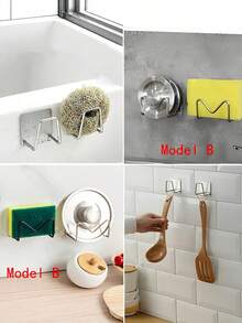 Stainless Steel Self Adhesive Drain Rack 2/4/8/12PCS, No Drill Wall Mount Sink Organizer Shelf For Kitchen Bathroom, Space Saving Storage Rack For Living Room Entryway Home Use, Rust Proof Durable Easy Install - Silver - View 10
