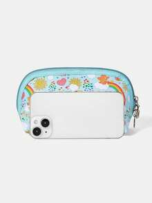 SHEIN X Care Bears 1 Cartoon Pattern Cosmetic Bag, Portable Zipper Cosmetic Storage Bag, Multi-Functional Finishing Bag, Lightweight Travel Bag - Multicolor - light cyan - View 3