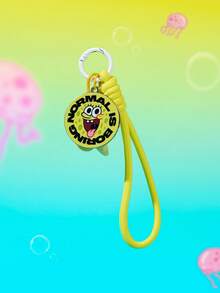 SpongeBob SquarePants | SHEIN 1Pc SpongeBob Yellow Love Bell Lanyard Keychain Headphone Pendant Bag Pendant - Multicolor - View 5