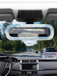 1PC Flannel Car Rearview Mirror Cover Soft Anti Slip Stretchable Frost Proof Ocean Wave Print Auto Interior Decoration All Season Universal Fit Most Cars Easy Install Durable Washable Elastic Protective - A - View 1