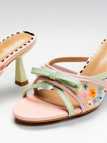 SHEIN SHUZIA Women's Wide Fit Ladies Sexy Stiletto Heel Slip-On Sandals - Multicolor - View 6