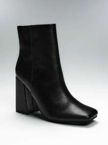 SHUZIA Women's Glamorous Square Toe Zip-Up Block Heel Ankle Booties - Black - View 5